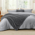 King Comforter Set 5 Pieces - Bed in a Bag with Fleece Throw Blanket and Decorative Pillow, Lightweight Bedding Comforter Sets, All Season Bedding, Dark Grey