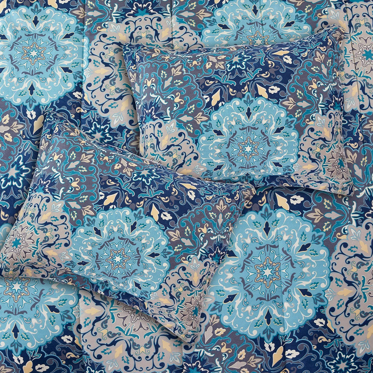 Granada Collection Comforter Set - Reversible Microfiber - Elegant Printed 8-Piece Bed Set - Includes Comforter, Sheets, Shams, & Pillow - Luxurious Bedding